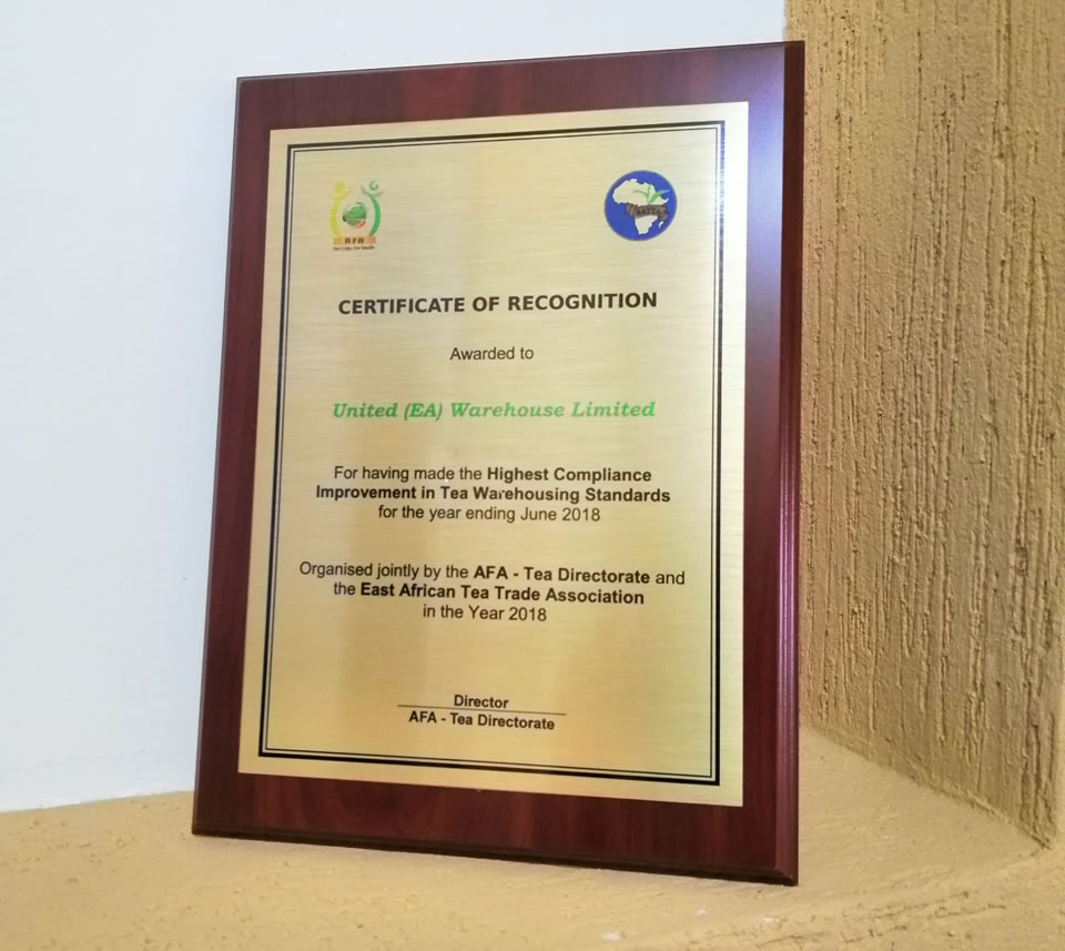 Certificate of Recognition by AFA
